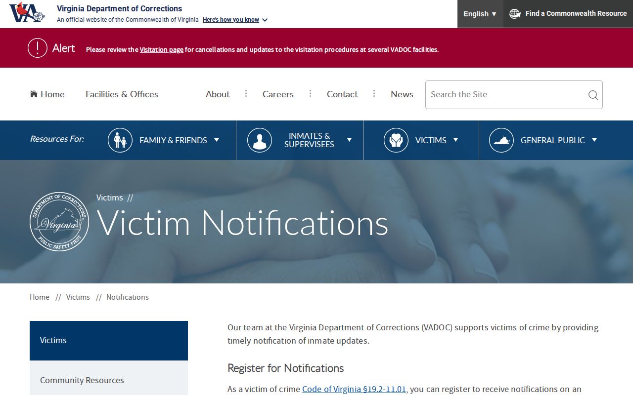 Separate VADOC notification system for Northampton County inmate release alerts